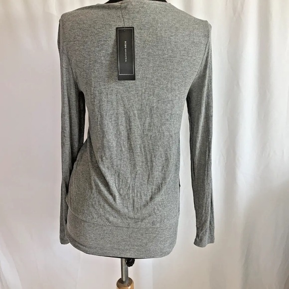 BCBG Maxazria Gray Knit Faux Wrap Top - Size Extra Small NWT - Picture 4 of 5